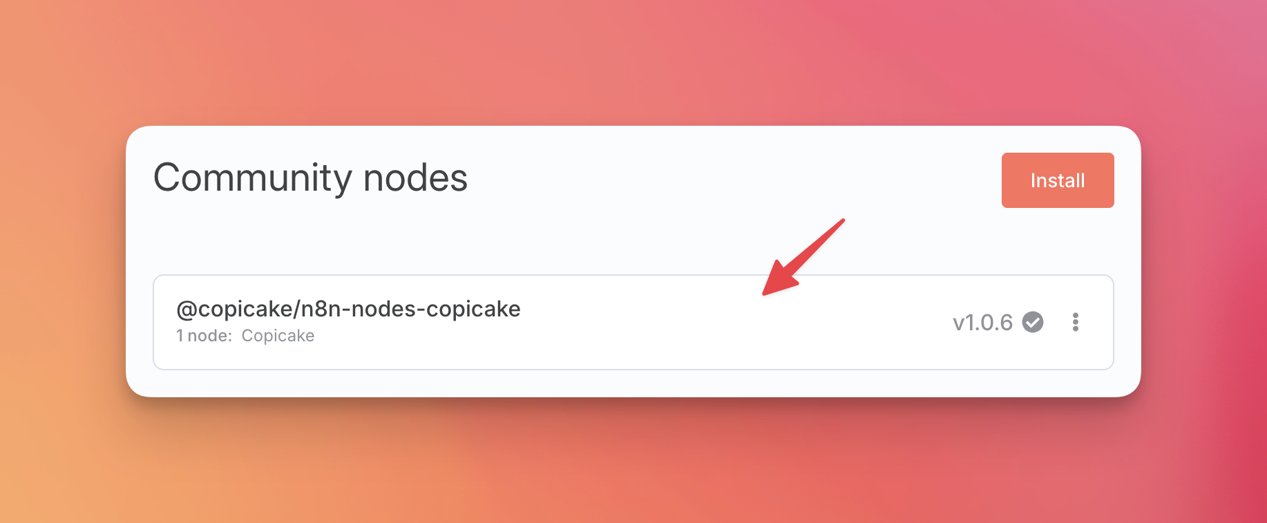 Install Copicake n8n node